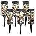 FLOWood Solar Lights Outdoor Garden, 6 Pack Outdoor Waterproof Solar Lights Auto On/Off with LED Lights, Exquisite Solar Garden Ornaments Outdoor for Patio, Yard, Pathway Dusk to Dawn