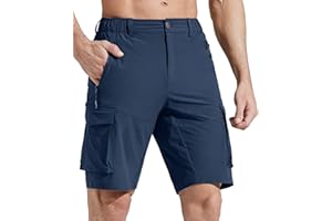 Comallan Pantalon Corto Hombre Secado Rápido Pantalones Trekking Senderismo Cargo Trabajo Cortos y con Bolsillos con Cremallera