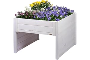 dobar® Large Wooden Lawnmower Garage with Planter Including Film - Lawnmower Garage - 79 x 73 x 56 cm - White