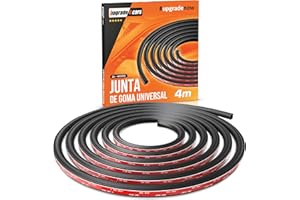 Upgrade4cars Junta de Goma Universal para Puerta y Maletero de Coche 4 Metros | Tira de Sellado Auto-Adhesiva | Burlete Adhesivo para Puertas Coches | Perfil de Forma D
