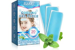 MINGYITUO 20 Sheets Cooling Fever Patch for Kids,Cooling Forehead Strips Cooling Gel Pads for Baby Children Adult, Forehead Fever Cool Pads