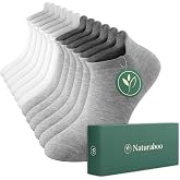 Naturaboo Bambu Spor Patik &Ccedil;orap &ndash; Dikişsiz, Terletmez, Nefes Alabilir, Arka Bilek Tahriş &Ouml;nleyici Destek, Kutulu &ndash; 6 &Ccedil;ift Pa