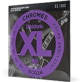 D'Addario ECG24 Chromes Elektro Gitar Teli (11-50) | XL krom d&uuml;z yaralar ultra p&uuml;r&uuml;zs&uuml;z bir his sağlar, sıcak caz sesi, parma