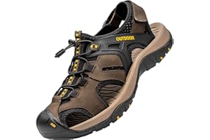 Lvptsh Sandalias Hombre Verano de Senderismo Cuero Deportivas Playa Antideslizantes Al Aire Libre