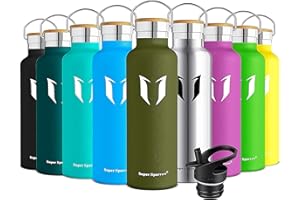 ‎SUPER SPARROW Super Sparrow Trinkflasche Edelstahl - 350ml, 500ml, 620ml, 750ml, 1L - Auslaufsicher Thermoskanne, BPA-Frei Wasserflasche - Kohlensäure Thermosflasche für Kinder, Sprudel, Sport, Uni, Schule, Fitness