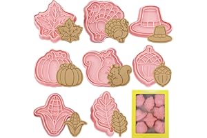 Shinybox Thanksgiving Emporte-pièces, 8 Pièces Emporte Piece Action de Grâces, Emporte-pièce d'automne, Biscuits de ​Thanksgiving Moules, 3D Emporte Piece Citrouille Feuille D'érable Pignons de Pin
