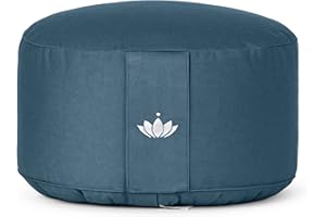 LOTUSCRAFTS Coussin de méditation, hauteur d'assise 20 cm, modèle Lotus rond, coussin de yoga, yoga bolster, housse en coton lavable, rembourrage d'épeautre, Certifié GOTS