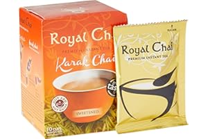 Royal Chai Premium Instant Tea, Karak Chai (sweetned) 10 Count (Pack of 1)