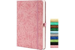BEINUSHOR Dotted Journal, A5 Dotted Journal mit 120GSM Papier, 164 Seiten Dotted Notebook und Stiftschleife, Innentasche, Elastisch Banded, Rosa
