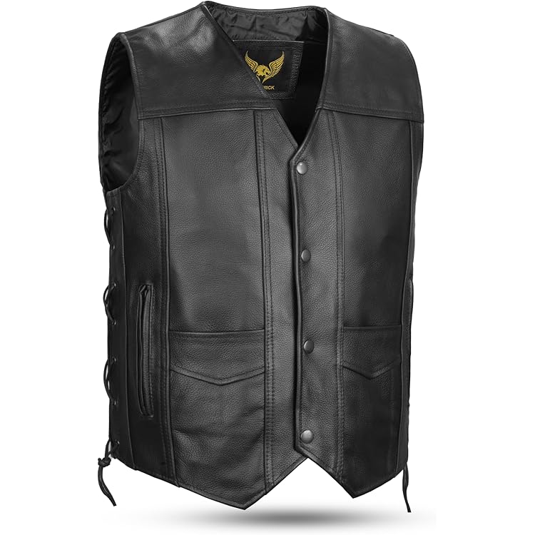 Gilet Pelle Moto Mokkpeq Gilet Da Uomo In Pelle Di Vacchetta Da Motociclista Da Gilet In Pelle Harley Davidson Taglia - Foto 9