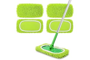 NEWE 4 Piezas Mopa de Microfibra Compatible con Swiffer Sweeper, Mop Fregona Recambio Húmedo y Seco, Almohadillas para Limpieza Lavables y Reutilizables (Manija no incluida)