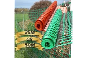 Smith & Barker Barrier Fencing Mesh Roll 130gsm Temporary Garden Outdoor Dog Fence Building Site Plastic 25M 50M Netting Pins Stakes Shepherds Crook (25M ORANGE)