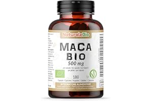 NaturaleBio Maca Andina Ecológica en Cápsulas 500mg - 180 cápsulas. Gelatinizada, Bio y Pura, viene de raíz de Maca Peruana Orgánica.