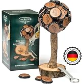 DeckelUp Beer Mat Magnetic Tree for up to 60 Bottle Caps - Bottle Cap Tree Made of Oak Made in Germany - Crown Cap Tree & Bee