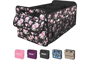 YOHOOLYO Kofferraum Organizer Faltbar 72L Auto Kofferraumtasche unterstützt 35 kg 600D Oxford-Gewebe Wasserdicht Rutschfest mit Griffe Rose 60 x 37 x 32.5 cm