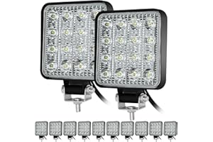 ANTOM 10PCS Focos Led 12v Tractor, 48W Faros Led Largo Alcance Trabajo 4x4 Para Tractor Agricola, Remolque, Furgoneta, Caravana, Barco