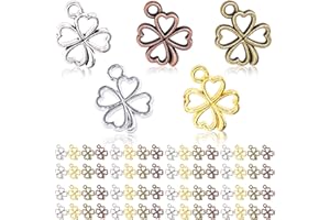 EUDUQ 100 Pezzi Portafortuna Quadrifoglio, Piccolo Ciondolo in Metallo per Collane, Orecchini, Bracciali, Accessori Decorativi, Lega