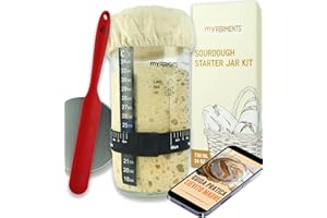 myFERMENTS Premium Sourdough Starter Jar Glass (730 ml - 24 OZ) - Sourdough Starter Kit Beginners - Essential Bread Making Accessories and Supplies for Perfect Sourdough Bread.