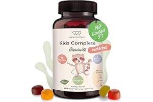 ‎WOWTAMINS wowtamins Kids Complete zuckerfrei - Vegane Multivitamin Gummies mit Omega 3 (30-Tage-Vorrat) - Vitamine für Kinder - Nahrungsergänzungsmittel für das Immunsystem mit Vitamin C, D3, B12, Zink & mehr