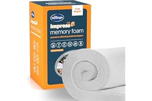 Silentnight Impress Memory Foam Mattress Topper - 7cm Extra Thick Luxury Orthopedic King Size Mattress Topper for Back and Neck Pain - Removable Washable Cover