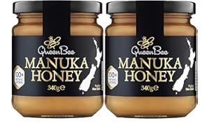 MEBIUSYHC Twinpack 2 x 340g - All-Natural Manuka Honey – Genuine Monofloral Manuka Honey 100+ from New Zealand – Contains Minimum of 100mg/kg Methyglyoxal for Healing Properties – Queen Bee Manuka
