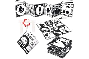 KUANGO Newborn Toys Black and White Baby Toys 0-3 Months High Contrast Baby Toys for Newborn - High Contrast Baby Soft Book Infant Tummy Time Toys Crinkle Sensory Toys for Brain Development