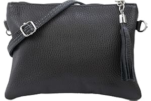 SH LEDER SH Anny G248 - Borsetta a tracolla in vera pelle, pochette, borsa da sera, 22 x 15 cm