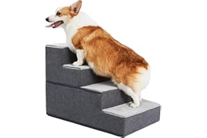 Verla Foldable Dog Steps for High Bed, 4 Ladder Step Ladder for Dogs, High Density Foam Dog Stairs, Soft & Non-Slip Surface, Help Your Pet Easily Up and Down, Dog Ramp for Couch/Sofa