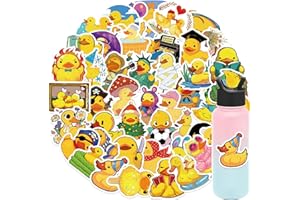 FANCICO Anatra Gialla Confezione di adesivi da 50 pezzi per bottiglie d'acqua, computer portatili, auto, skateboard, decorazioni per caverne da uomo