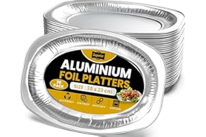 Superior Lot de 20 grands plateaux de service en aluminium réutilisables pour fêtes, buffets, barbecues, passent au four et au congélateur - 35 x 23 cm