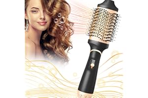 BIZCASA 4 in1Hair Dryer Brush, Multifunctional Hot Air Styling Brush, One Step HairDryer Brush, Volumizer Hot Air Brush, Professional Salon Blow Dryer Brush for Hair Straightening, Curling, and Drying (Gold)