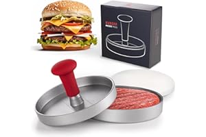 Blumtal Premium Burger-Presse mit Antihaftbeschichtung und Demontierbarem Griff - Inklusive 50 Blatt Packpapier, Robuste Alum