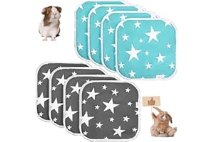 NUANCHU 8 Pièces Tapis de Pipi de Cochon d'Inde Literie en Molleton de Cochon d'Inde Coussinets d'Entraînement Réutilisables Doublures de Cage pour Petits Animaux Hamsters, 12 x 12 Pouces