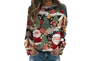 LUNULE Sweat Femme sans Capuche Pull Noël Femme Moche De Noel Drole Funny Ugly Merry Christmas Sweatshirt Grande Taille Pullover Sweat-Shirt Xmas Pulls Décontracté Sweats Automne Hiver Vêtements