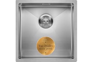 Kitchen Sink Mizzo Linea 40-40 | 1.2mm Stainless Steel Single Bowl with Satin Finish | Rounded Corners Basin (Radius 10mm) | 45cm Cabinet | Undermount Flushmount or Topmount Installation
