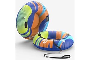 Airsfish Inflatable Snow Tube with Tow Line, Durable Cover, Wear-Resistant and Frost-Proof Material, Winter Sports Sled Tubes for Kids and Adults