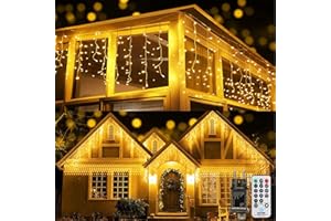 Qedertek 612 LED Cortina de luces, 15M Guirnalda Luces de Hada Decorativas Navidad, Luces de Navidad Blanco uces Calido, Cortina Luces Decoración para Navidad, Ventana, Balcón, Bar, Boda