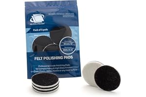 Glass Polish - 50 mm - Confezione da 5 Dischi in Feltro per Lucidatura di Vetro, Plastica, Metallo, Marmo e Altro