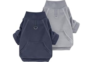 Mosucoirl Abrigo Perro Ropa Perros,Sudadera con Capucha para Perros Chaqueta Térmica para Mascotas Sudadera de Algodón Ropa para Perros con Bolsillo Sudadera (2PCS Rosa&Morado