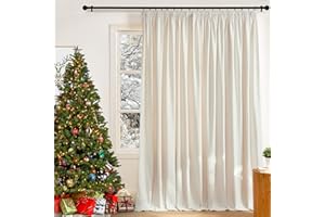 PONY DANCE Cortinas 3 Metros con Ganchos para Rieles, Cortinas Opacas Termicas de Terciopelo (300 g/m2) Grueso para Salon/Dormitorio 1 Panel,300x240cm,Crema