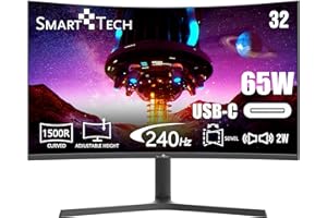 Smart Tech Ecran PC 32" (80 cm) 315G01FVC incurvé 1500 R, Dalle VA, Résolution FHD: 1920 * 1080, 240Hz, 1ms, HDMI 2.1, USB 2.0