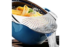 4smile Nudelsieb - Nudelsieb Edelstahl als Abgiesshilfe für Töpfe bis Ø 26 cm - Flaches Abtropfsieb platzsparend, funktionale Abgießhilfe für Pasta, Kartoffeln, Gemüse