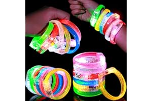 Mikulala 12PCS LED Bracelets Glow In The Dark Light Up Bracelets Toys Party Bag Filling For Birthday Kids Adult Party Supplies
