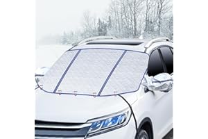 Oziral Windscreen Cover Car Windshield Cover for Winter Foldable with 5 Magnet Heat Protection Windscreen Cover with Two Mirror Covers against Snow ICE Dust Frost UV Protection 41 x 57 in/105 * 145CM