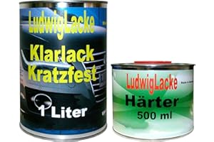 ‎LUDWIGLACKE LudwigLacke 1,5 Liter MS Klarlack Set Klarlack und Härter für Autolack und Effektlack