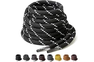 Yusimu Round Strong Boot Shoe Laces,Premium Heavy Duty 4.5mm Thick Bootlaces for Work, Hiking, Safety Boots,Includes Replacement Lace
