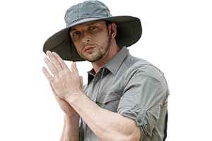 ZLYC Chapeau Boonie à Large Bord imperméable pour Homme - Chapeau de Soleil d'extérieur - Protection Solaire