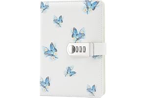 Lirener Creativo A5 Personal Notebook planificador Diario Organizador(Pájaro, Flor, Mariposa, Árboles), Contraseña Bloc de Notas con Cerradura de combinación, Soporte para bolígrafo, 215x150mm