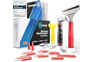 KISTEK® Silikonentferner Set [18-teilig] - Profi Werkzeug zum Silikon entfernen - Silikon Abzieher - Dichtmittel Bearbeitungsset inkl. Silikonfugen Abzieher, Fugenglätter, Fugenmesser & Fugenkratzer