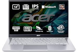 Acer Swift 3 SF314-43-R4QF - Ordenador Portátil 14" FullHD (AMD Ryzen 5 5500U, 8GB RAM, 512GB SSD, AMD Radeon Graphics, Windows 11 Home) Plata - Teclado QWERTY Español